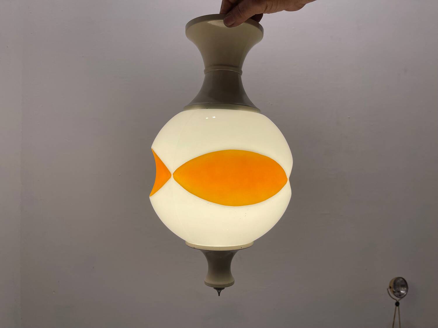 Set of 3 Space Age Pendant Lights in White Opaline Glass, Italy, 1970s