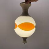 Set of 3 Space Age Pendant Lights in White Opaline Glass, Italy, 1970s