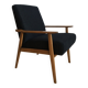 Vintage Mid Century Reupholstered Armchair in Black Fabric