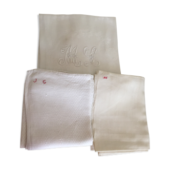 Lot de 3 serviettes monogramées
