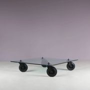 Coffee table "Table with Wheels" from the 1980s by Gae Aulenti for Fontana Arte, Italy.