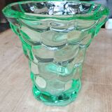 Vase signé Pierre d'Avesn vert nid d'abeille