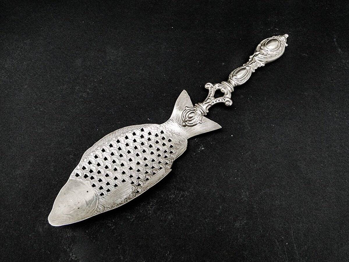 Polish brass fish figurative spoon by SW Warsaw, 1900s