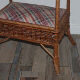 Furniture vintage 70 sewing basket in rattan and wicker