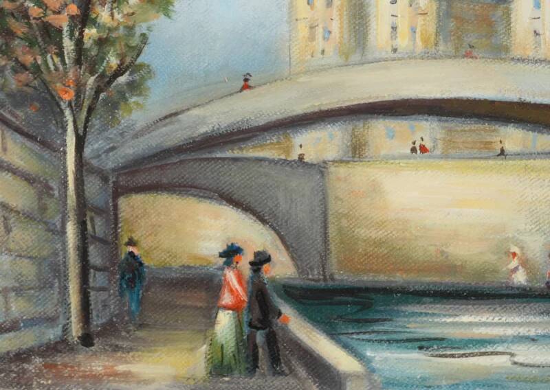 Michel Pabois : Paris, vue sur la Conciergerie depuis les quais, huile sur toile originale signée