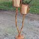 Bamboo and rattan floor lamp 2 lights from the 70s