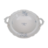Compotier sur piédouche en porcelaine décor fleurs bleues pâles