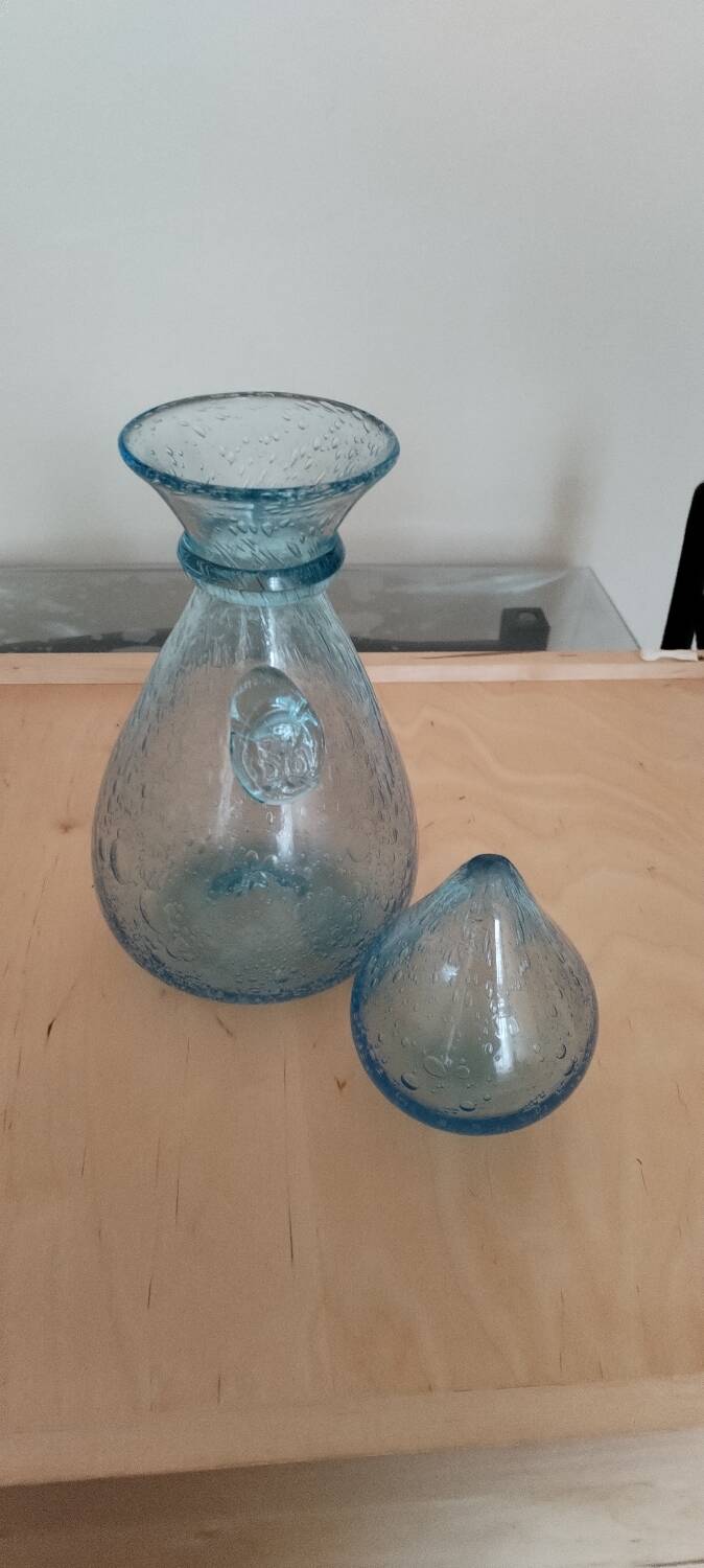 Glass carafe BIOT sky blue
