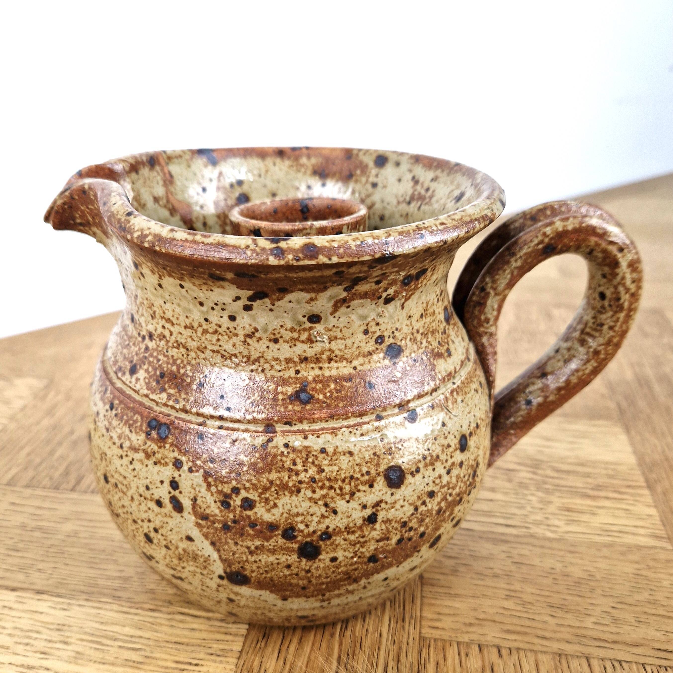 Pichet en grès pyrite signé Baudat - broc vintage