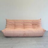 Baby Pink Alcantara 3-Seater Togo by Michel Ducaroy