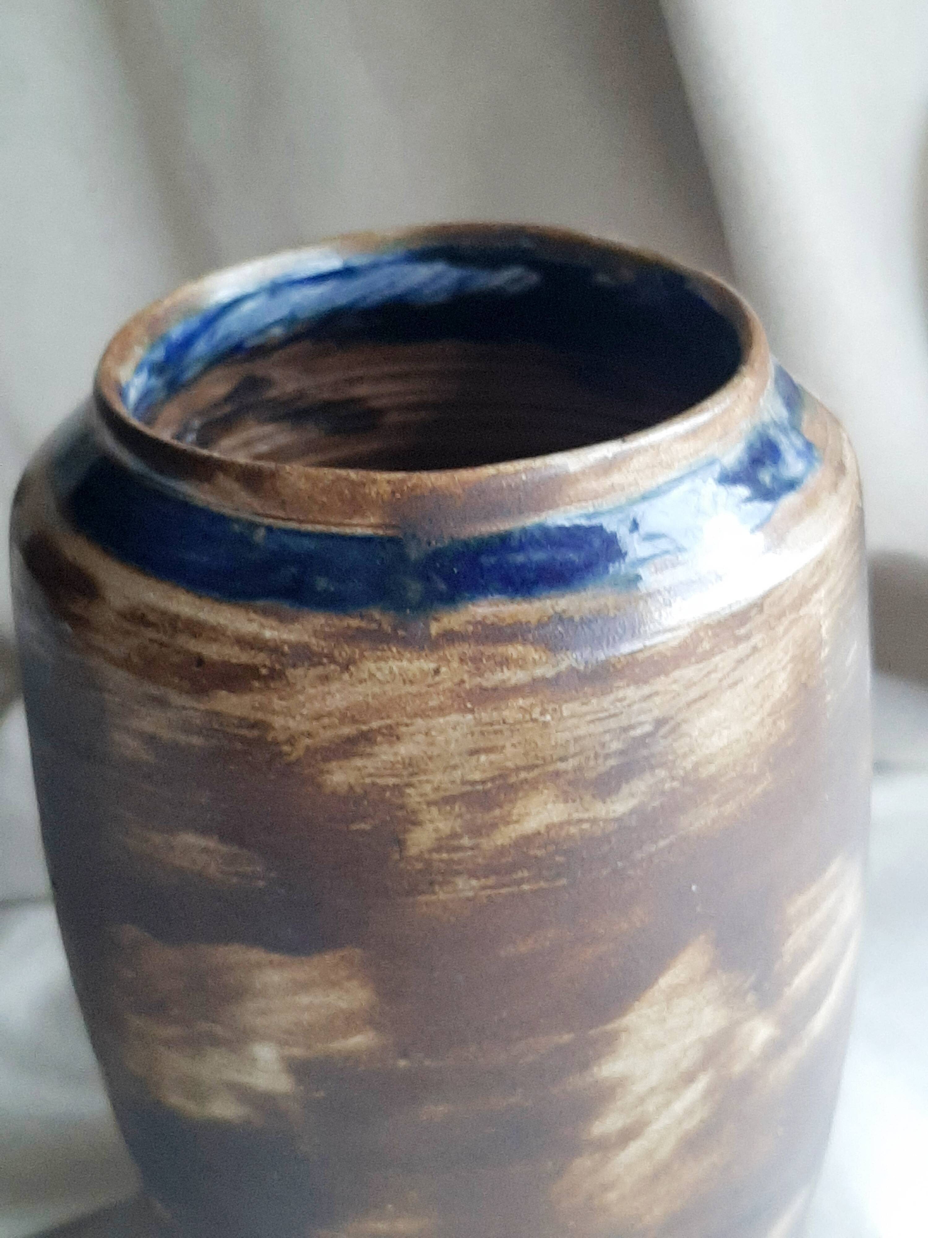 Glazed stoneware vase signed