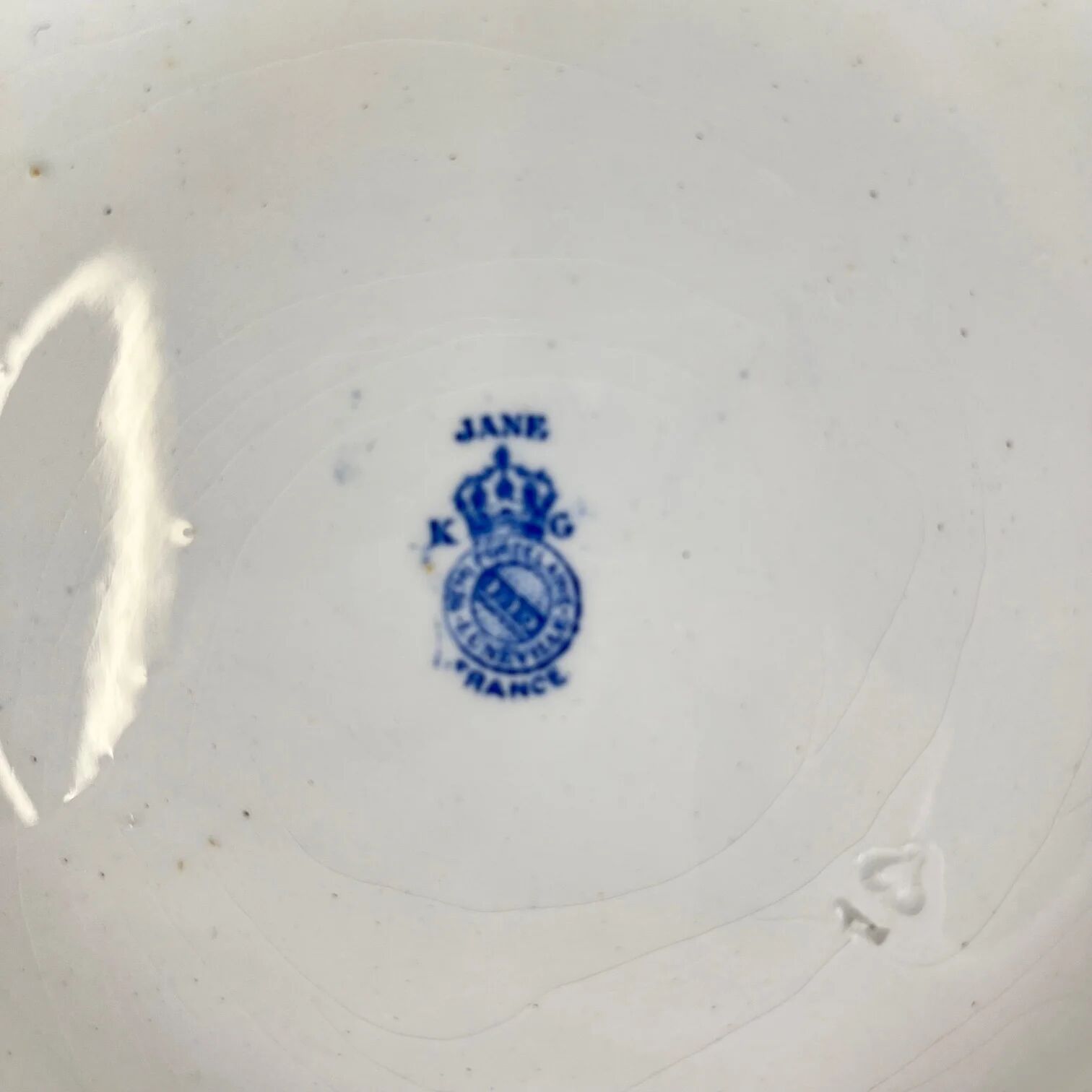 Saladier Terre de Fer KG Lunéville, modele "Jane", bleu, 1890-1915