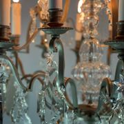 Silver bronze cage chandelier with crystal grapevines circa 1900