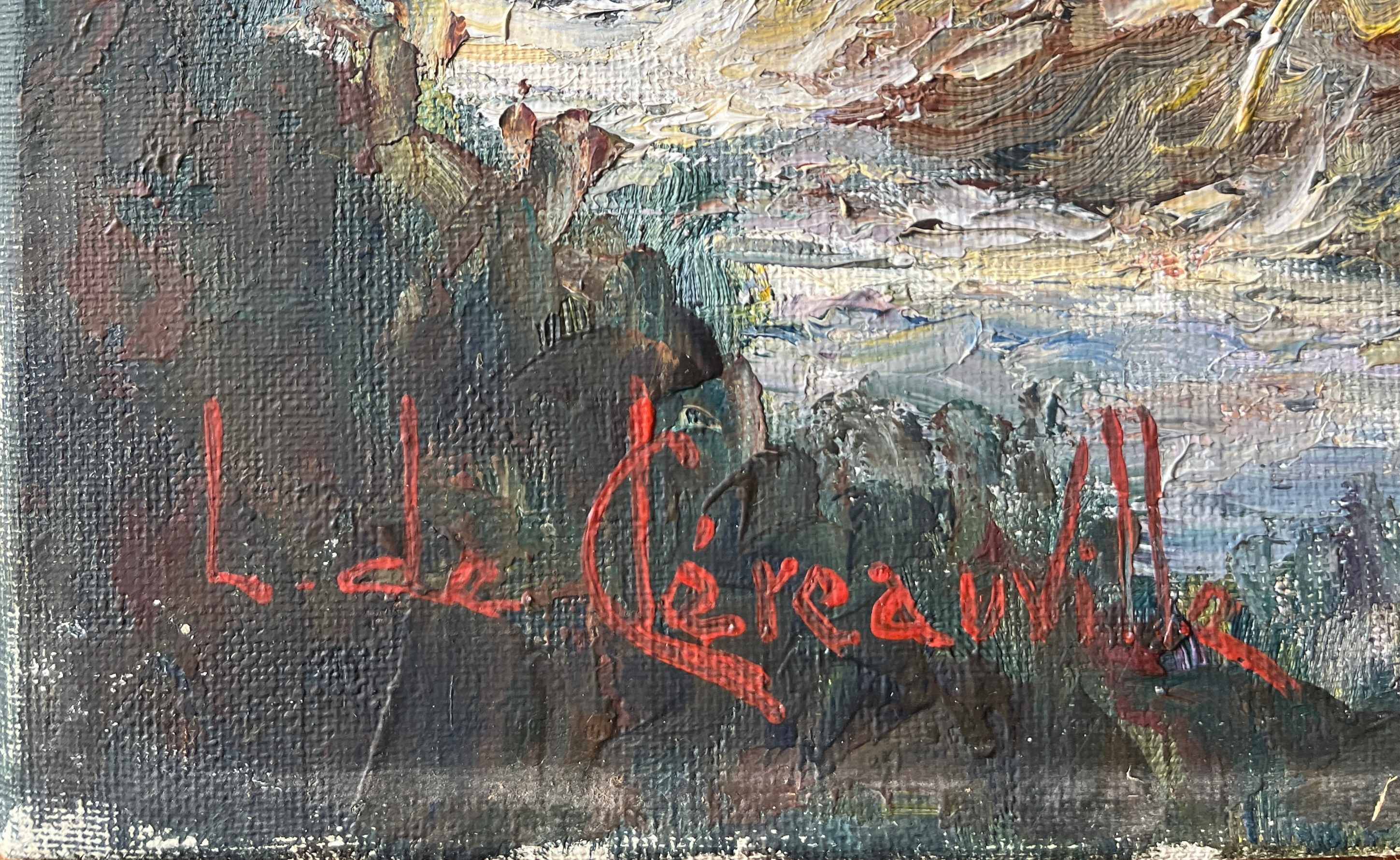 Tableau HST Landscape of the forest "towards Bozouls" Aveyron signed L. de Clereauvill