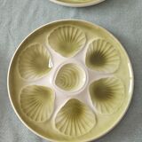 Lot of 8 vintage oyster plates moulin des loups - sage green - fran