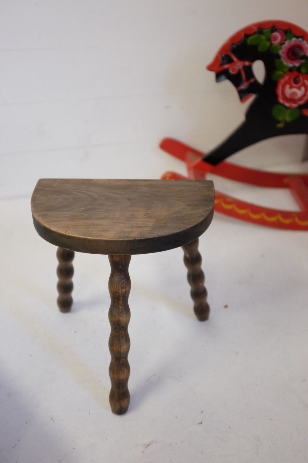 Turned wooden stool