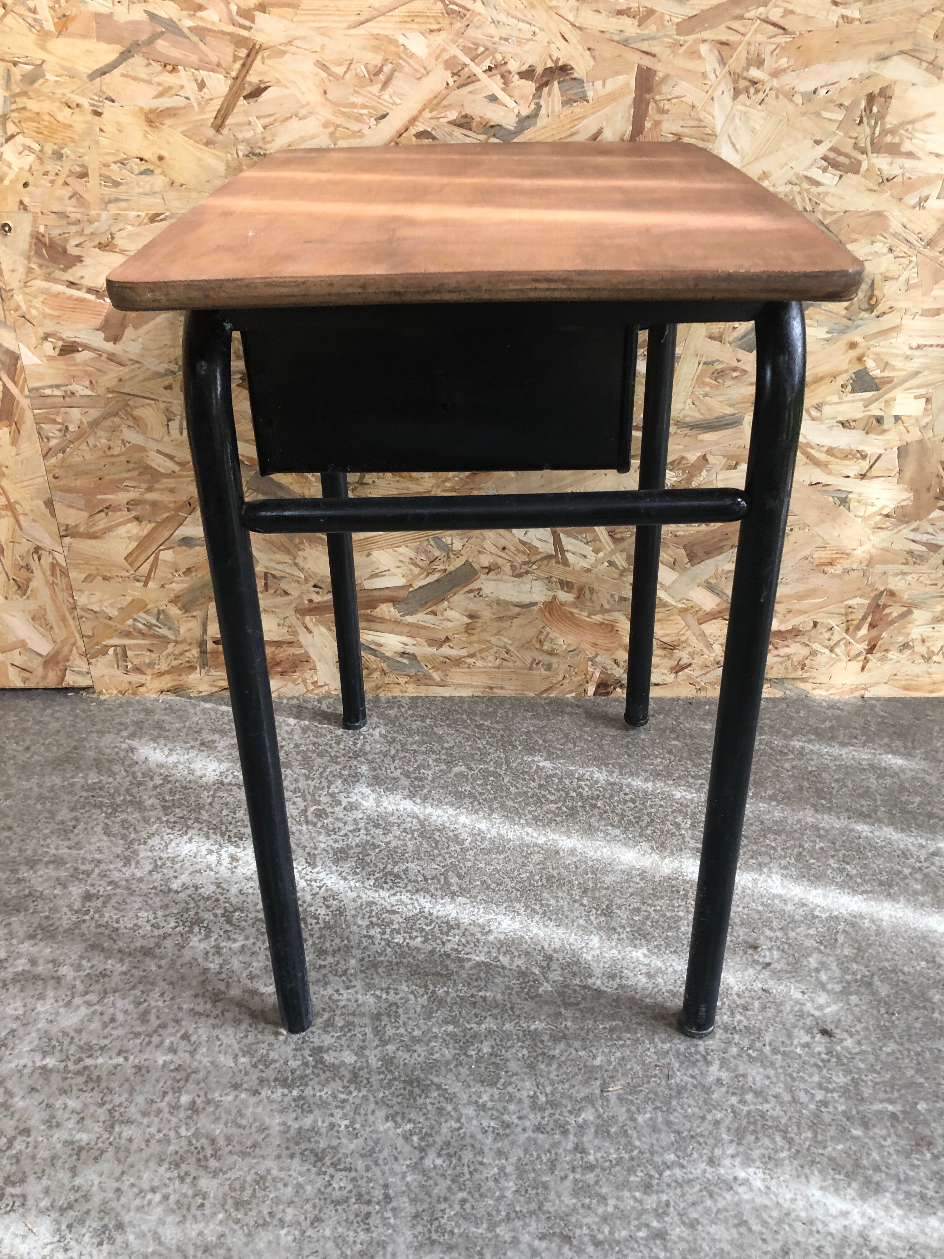 Old desk single desk child metal box + vintage wood tray #6