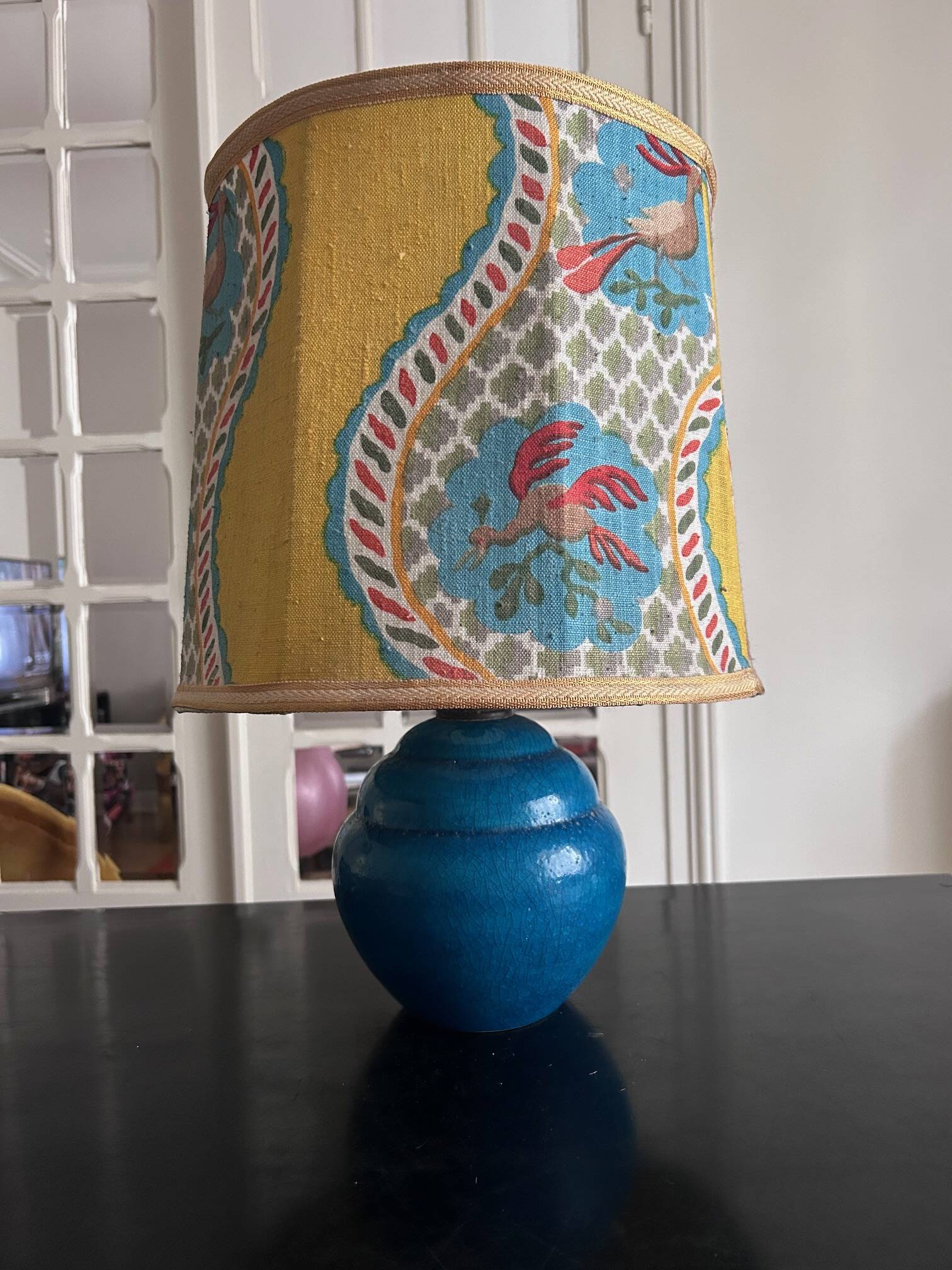 blue ceramic lamp 1970