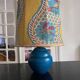 blue ceramic lamp 1970