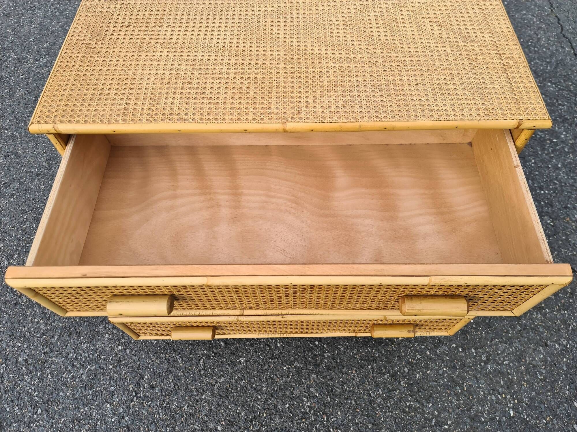 Commode vintage rotin bambou style art déco