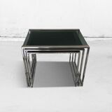 Nest tables regency style in glass and chrome