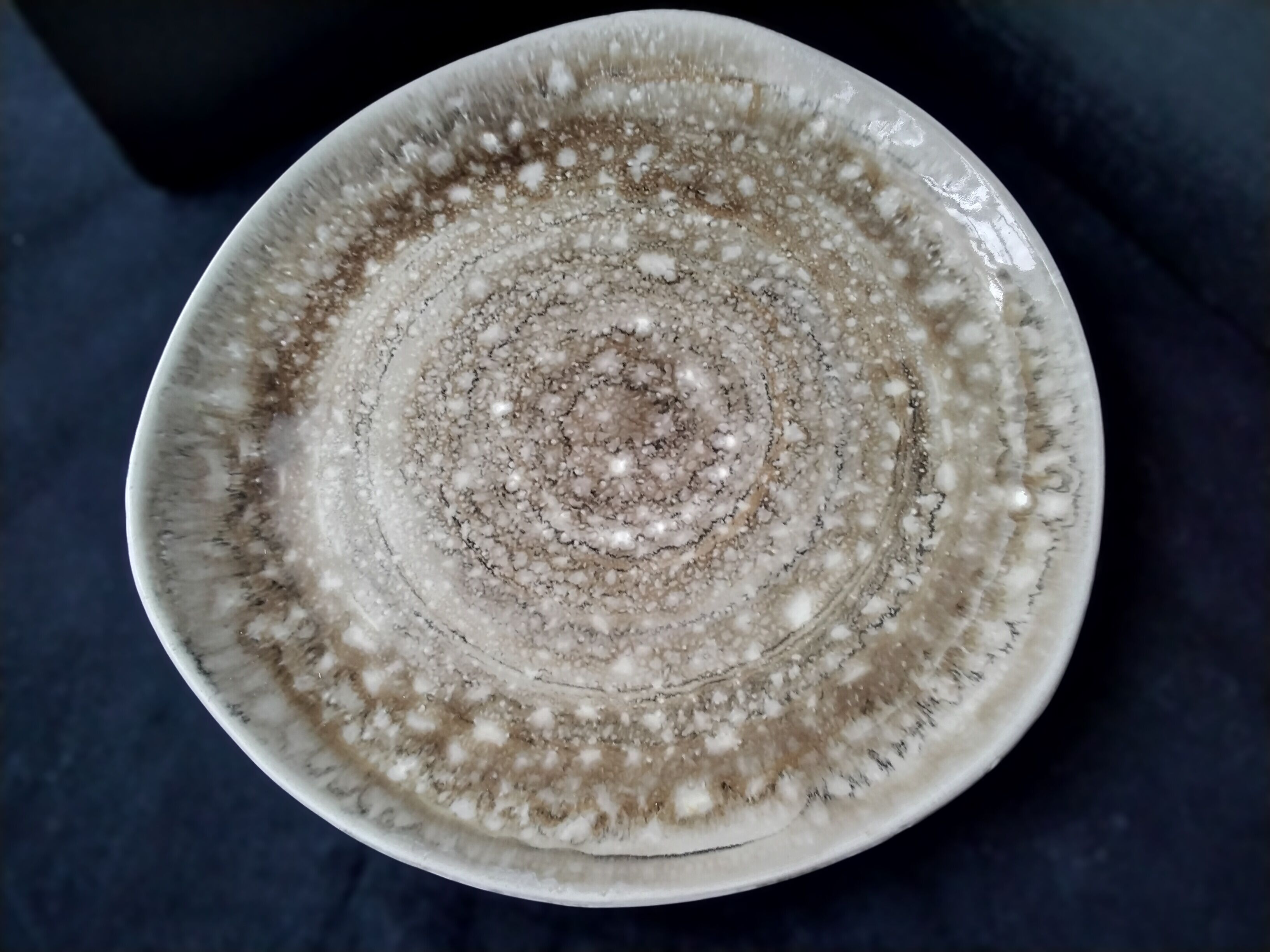 Flat ceramic dish from Niderviller Ecume model