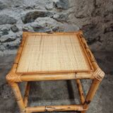 Vintage bamboo and rattan side tables – France, 1970s