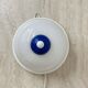Vintage glass blue and white wall lamp sconce , 1970s