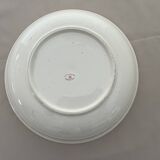 Grand saladier en porcelaine, décor rose trémière, Terre de Fer