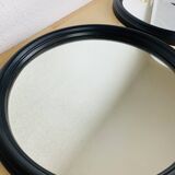 Pair of round mirrors with black rim 40 cm, vintage