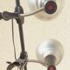 Industrial-style floor lamp with two large adjustable removable spotlights