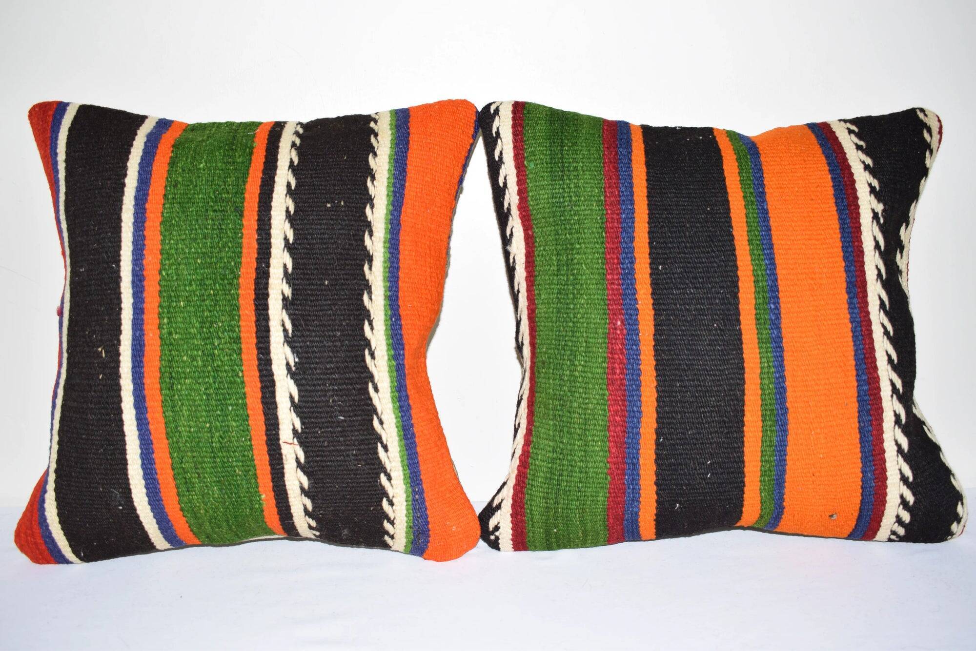 Set of 2 vintage kilim cushion covers 41x41 cm