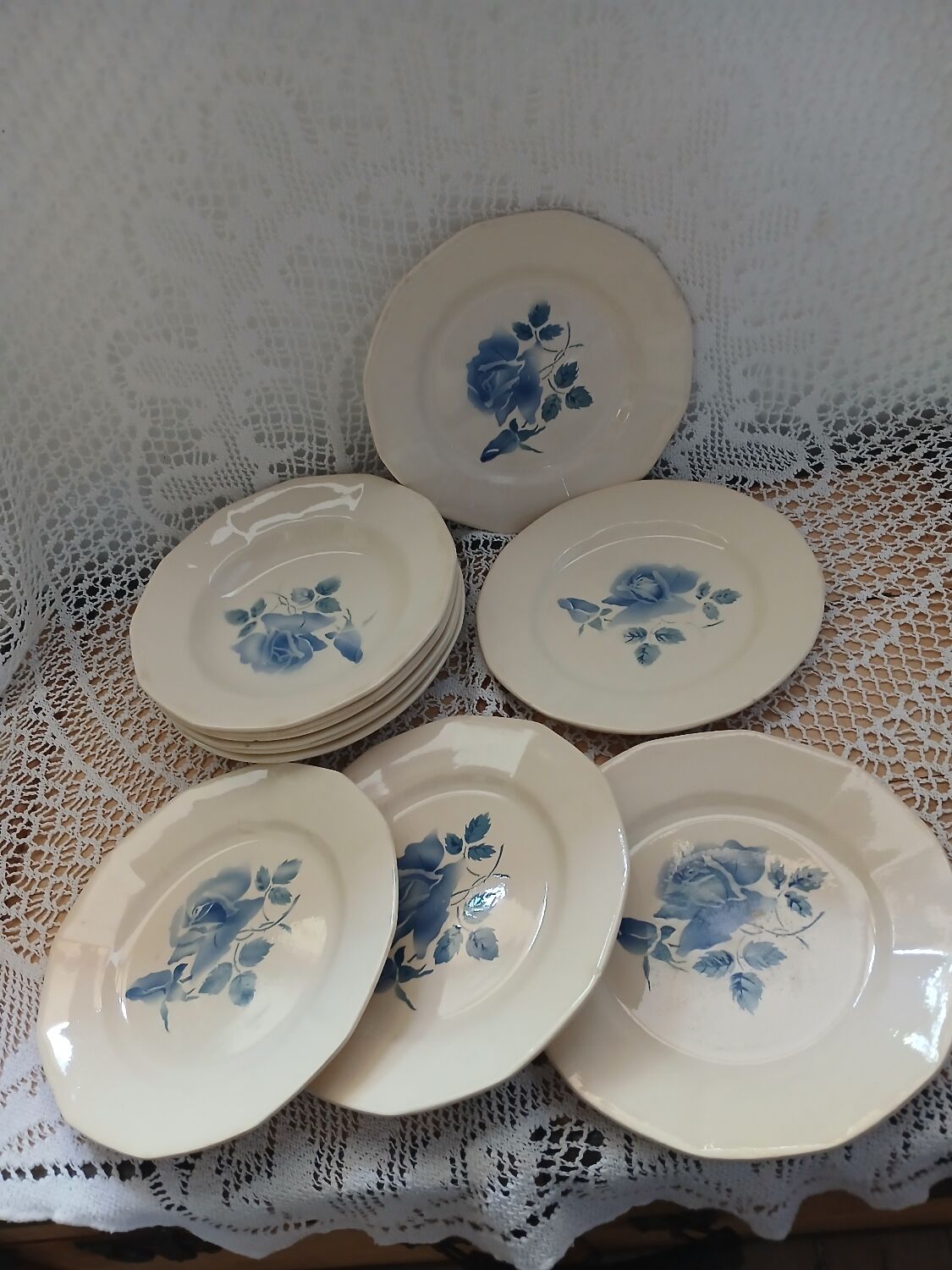 11 old Digoin and Sarreguemines plates