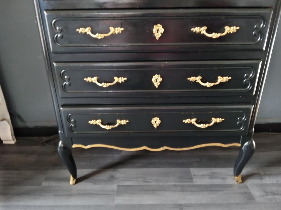 Black and gilded Louis XV style writing desk