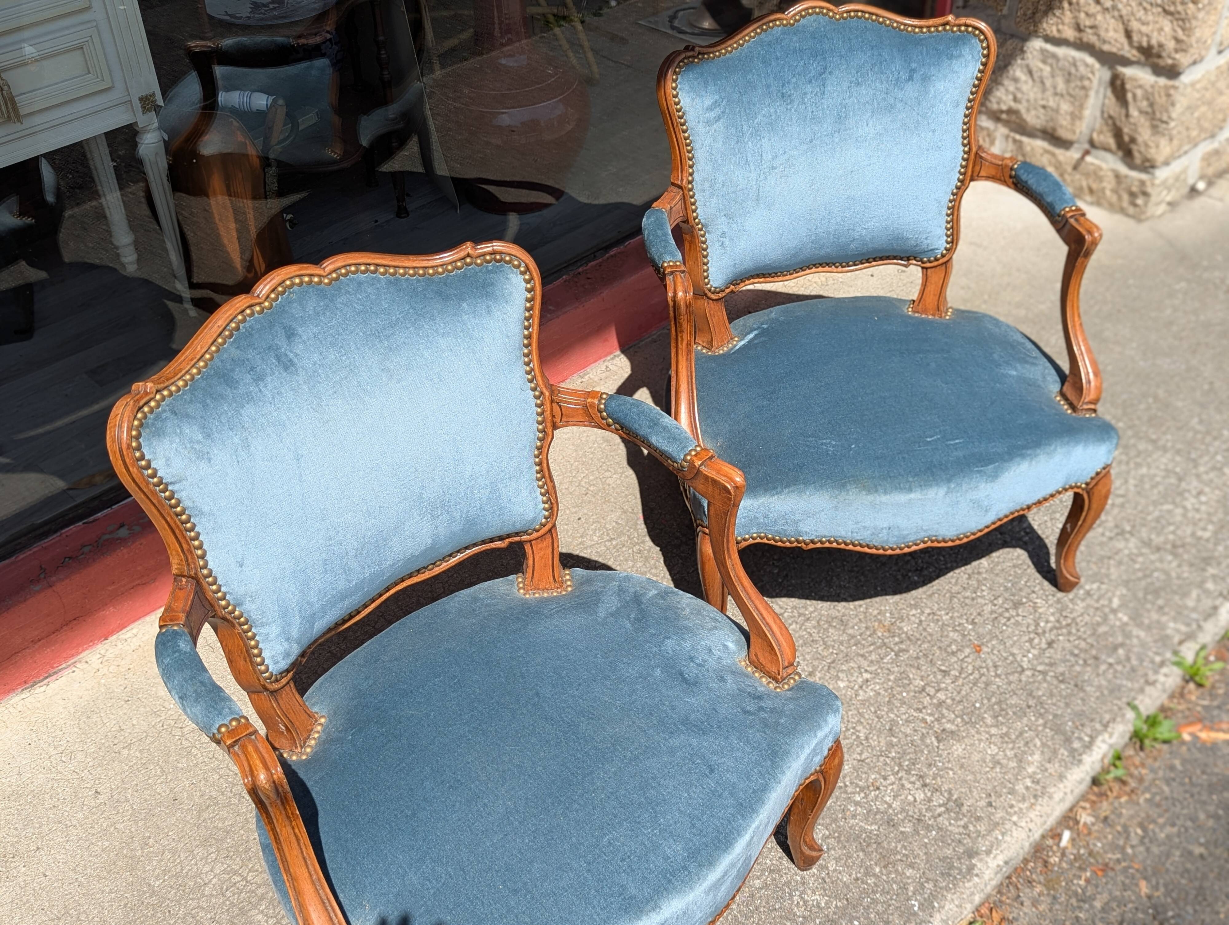 Pair of Louis XV cabriolet armchairs