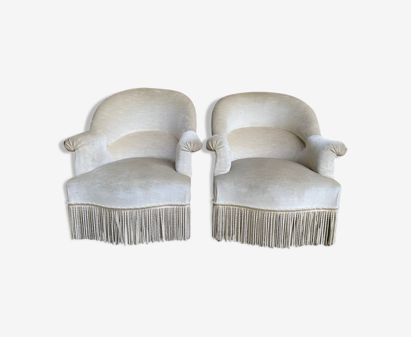 Pair of velvet toad armchairs