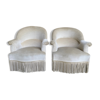 Pair of velvet toad armchairs