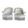 Pair of velvet toad armchairs