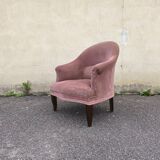 Pink velvet convertible armchair