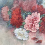 Still life with peonies by Madeleine Renaud (XXth)