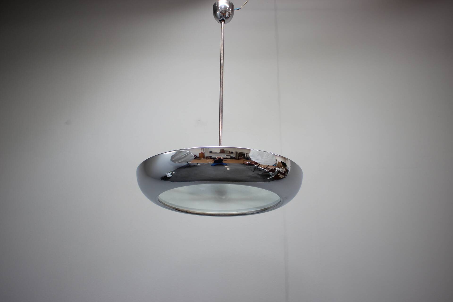 Bauhaus UFO pendant lamp by Josef Hurka for Napako, 1930s
