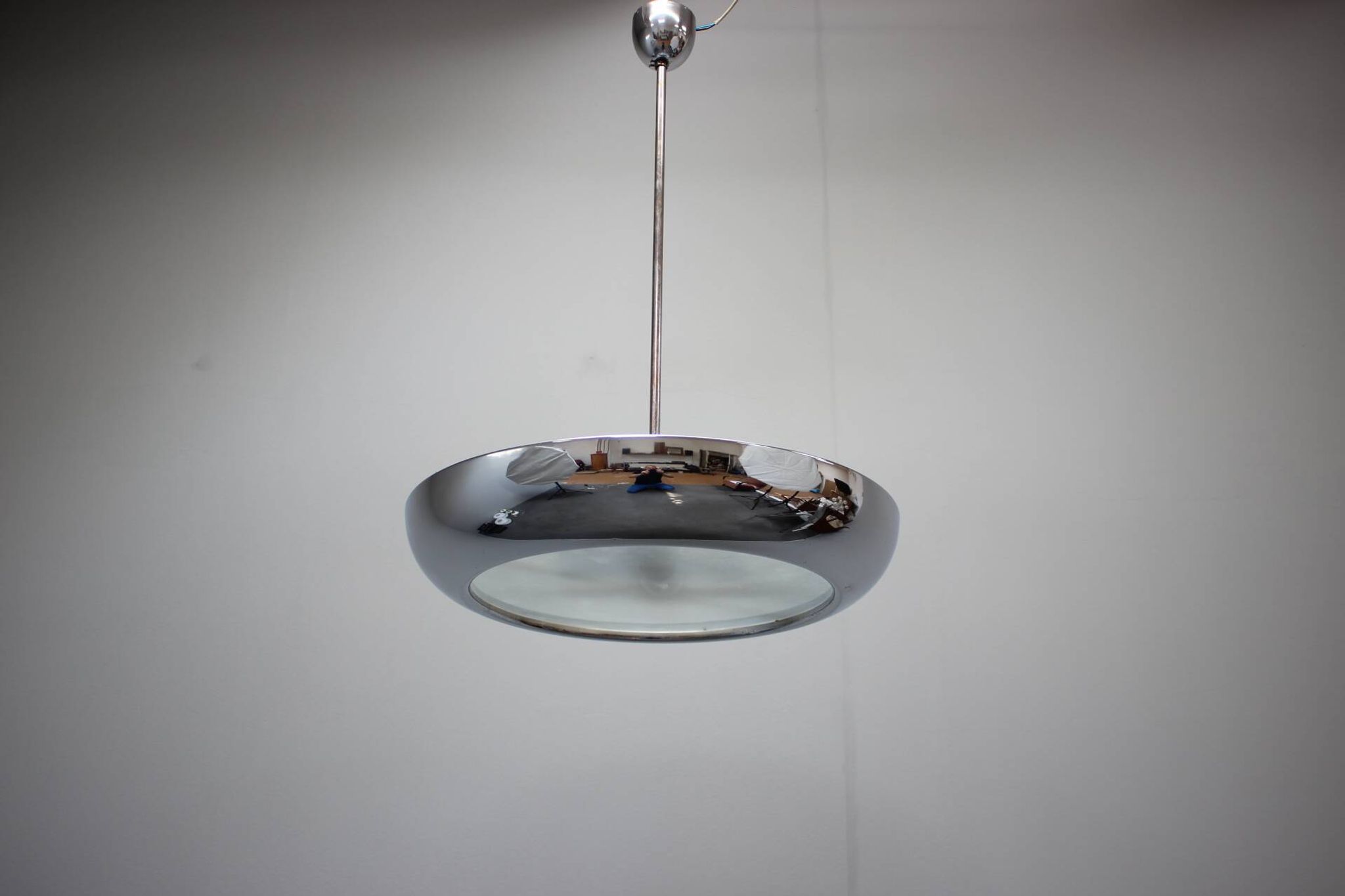 Bauhaus UFO pendant lamp by Josef Hurka for Napako, 1930s