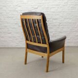 G-Möbel Chocolate Brown Leather Scandinavian Lounge Chair, Sweden, 1960s.