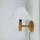 Vintage pine wall lamp and wool lampshade, 1960s