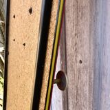 Coat rack red 1950 mirror free-form brass hooks