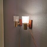 Two smaller wall lamps, made of crystal, rosewood hanging with brass colored details