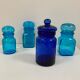 Bocal vintage en verre bleu cobalt