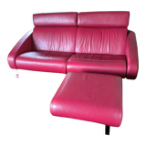 2-seater sofa & pouf, Steiner Faubourg red leather