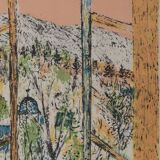 Guy BARDONE: Window open to the garden, signed original lithograph.