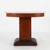 Table d'appoint Art Déco de De Coene Freres avec marqueterie en bois et plateau en marbre, années 1930